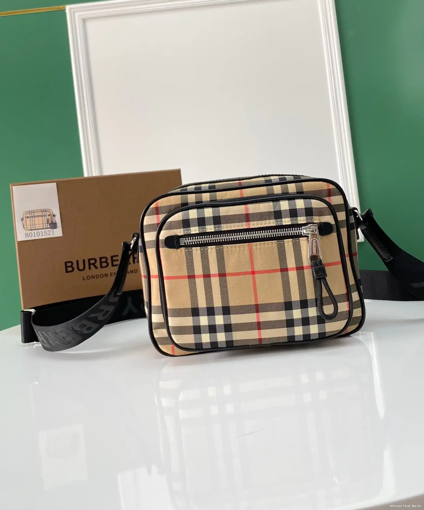 Official First Bag Ru Check Leather BURBERRY Crossbody Vintage Bag and 0606
